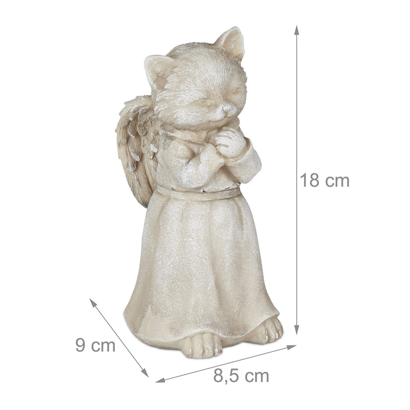 Relaxdays Grave Ornament for Cat, Garden Decoration Figure, Keepsake for Animal, Cat Angel, Weatherproof Cat Memorial Stone, Cream - BeesActive Australia