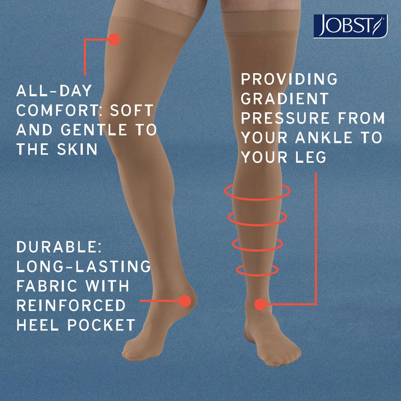 JOBST Relief 20-30 mmHg Compression Stockings, Knee High, Closed Toe | Compression Socks for Women/ Men for Tired, Aching or Swollen Legs Beige Medium