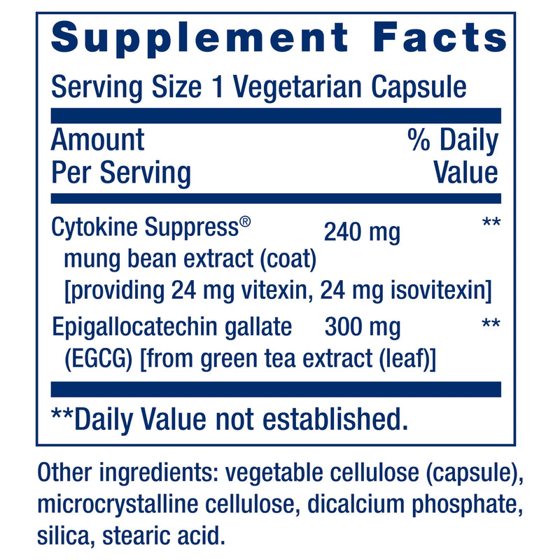Life Extension Cytokine Suppress with EGCG, 30 Count | Cytokine Suppress with EGCG Supports Whole-Body Health, Gluten-Free, Non-GMO & Vegetarian, 30 Capsules 30 Count (Pack of 1)