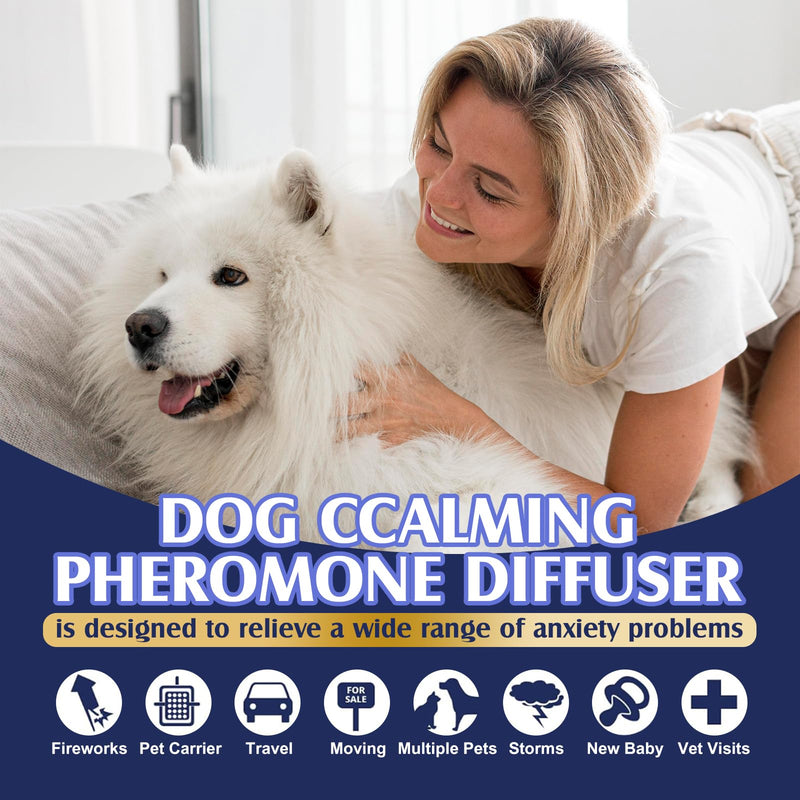 Dog Calming Pheromones Diffuser, 6 in 1 Kit Appeasing Pheromone Diffuser to Calm Dogs, Dog Anxiety Relief Lasting 120 Days with 2 Diffuser + 4 48ml Refill - PawsPlanet Australia