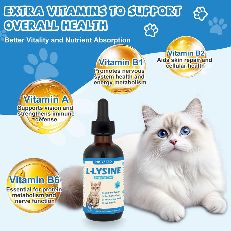 L-Lysine for Cats, Lysine Supplement for Support Immune System,Respiratory Eye Health, Alleviates Sneezing Congestion Runny Nose,Squinting Watery Eyes, Reduces Eye Discharge, Cold Allergy Relief