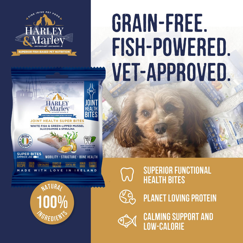 Harley & Marley Joint Health Super Bites for Dogs - Joint Supplements with Glucosamine, Green-Lipped Mussel & Spirulina - Hip & Joint Care & Arthritis Pain Relief for Senior Dogs - 4pk (50/pk) Pack of 4