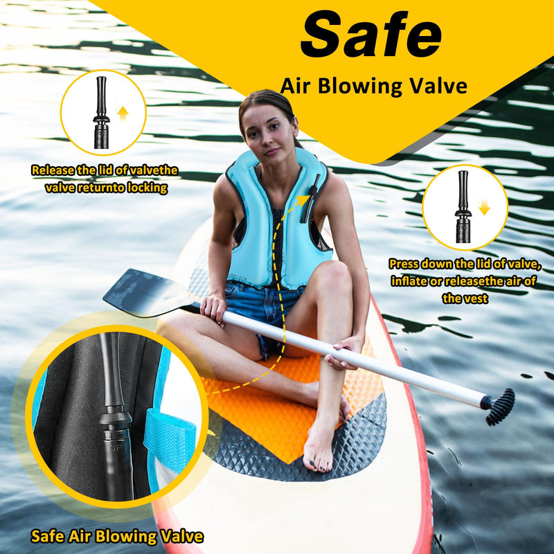 SOLY Inflatable Snorkel Vest for Adults，Snorkeling Vest，Snorkeling Vest for Kayaking Canoeing Water Sports Safety. blue