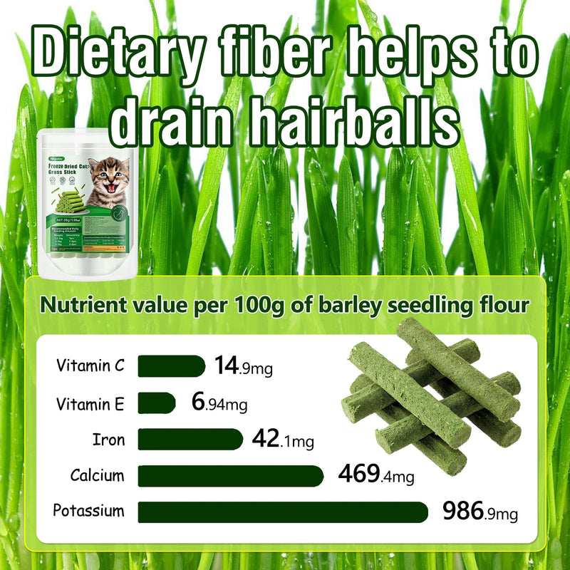30g Cat Grass Sticks, Delicious Cat Grass Teething Stick Edible Cats Chew Toy Cat Treats Snack for Teeth Cleaning and Hairball Removal 30g