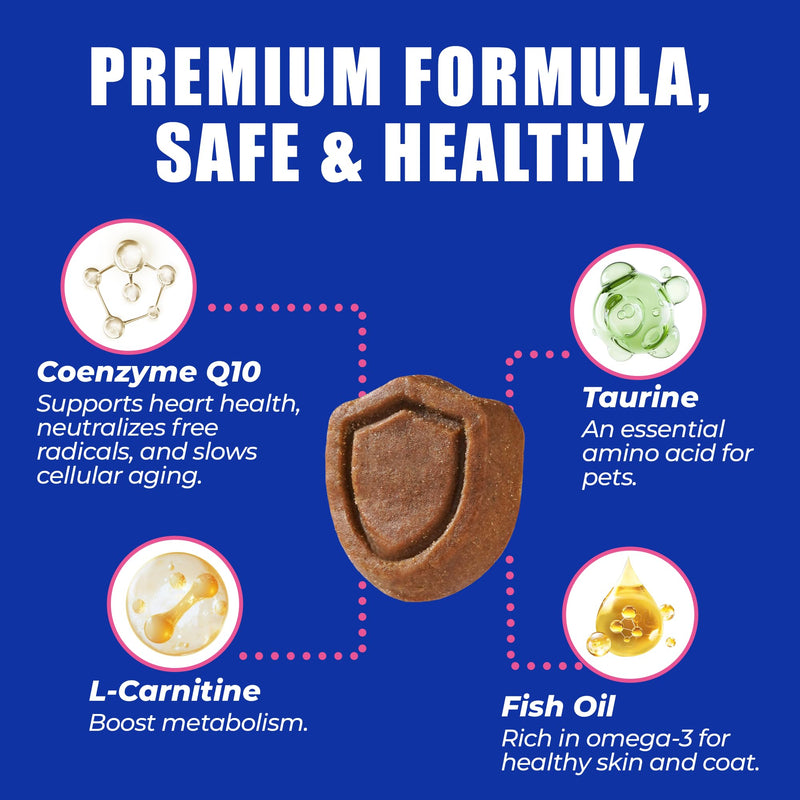 Just Try Coenzyme Q10 Heart Heathy Bites for Dogs - Advanced q10 & Taurine Supplement for Heart Health - Chicken Flavored Chews - Supports Heart Function-10.58oz