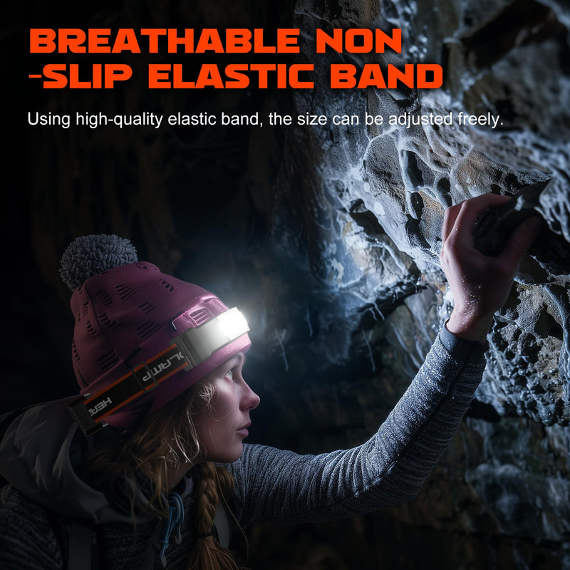 2 Packs Rechargeable Headlamp, 230°Wide-Angle 1000 Lumens Headlamp Flashlight with Red Taillight 3 Light Modes Lightweight LED Head Lamp Adjustable Waterproof Head Light for Running Cycling Orange(2-Pack) - BeesActive Australia