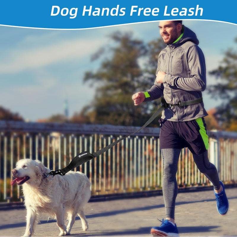 Hands Free Dog Walking Leash, 9ft Black Adjustable Running Leash with Control Handle 9 FT/110 IN - BeesActive Australia