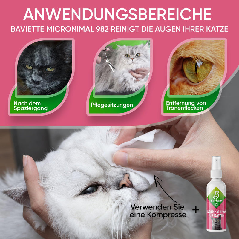 Baviette Cat Care Set: (300x) Probiotic Tear Stain Remover and Eye Cleaner for Cats, Ideal for Daily Eye Care, Gentle Cleansing with Eye Pads (Eye Care 100ml) Eye Care 100ml - BeesActive Australia