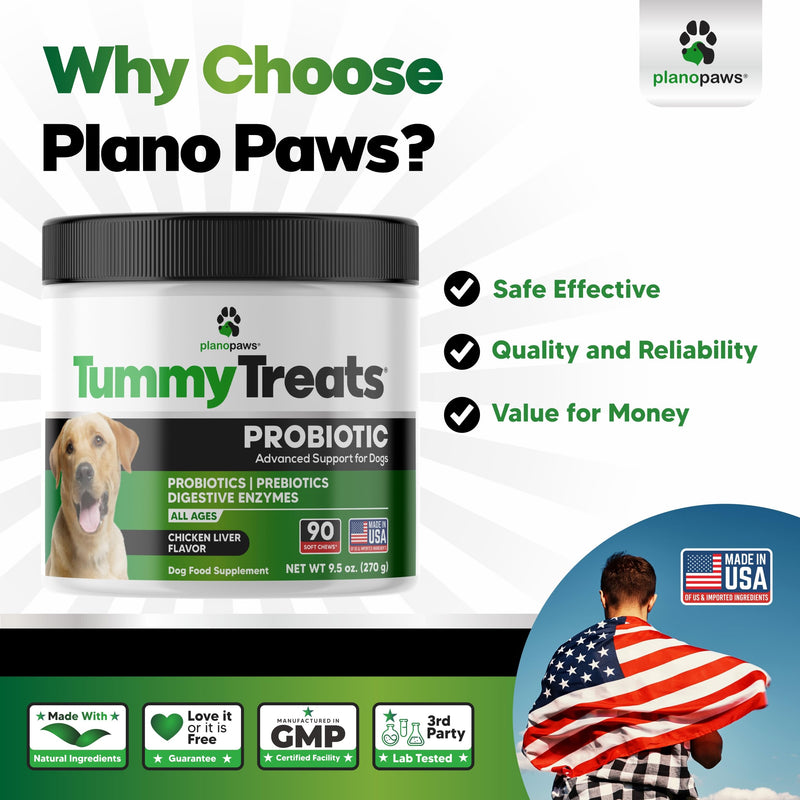 Probiotics for Dogs – Digestive Health Chews with Prebiotics & Enzymes | Dog Probiotic Supplement for Gut, Diarrhea Relief, Gas & Allergy Support – Chicken Flavor Soft Chews 90 Count