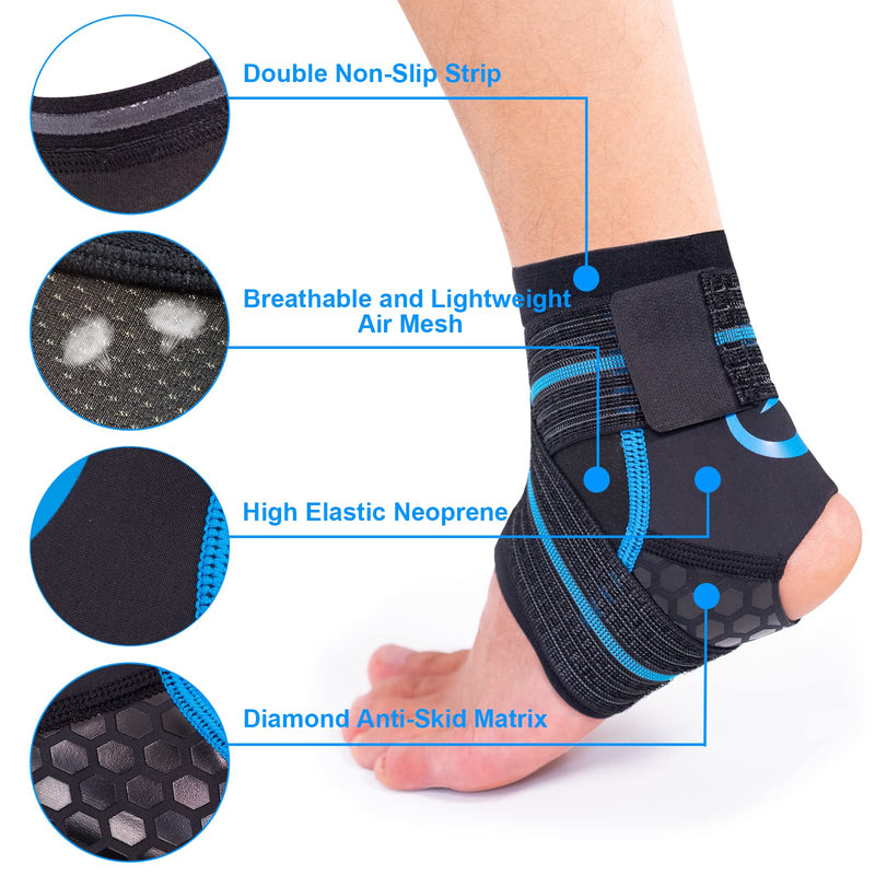 Nvorliy AquaFlex Pro Ankle Brace, Compression Ankle Sleeve for Swimming, Aquatic, Sailing, Scuba Diving, Surfing, Paddle Boarding, Kayaking & Injury Recovery – Supports Women & Men Medium