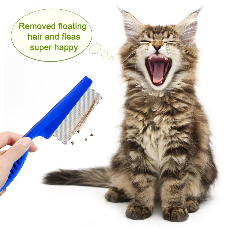 5 Pack Flea Lice Comb,Stainless Steel Dog Cat Grooming Combs With Rounded Teeth,Double-Sided Tear Stain Remover,Dematting Comb For Dogs Cats Ideal For All Types Of Small, Medium, Large Pets Blue - BeesActive Australia