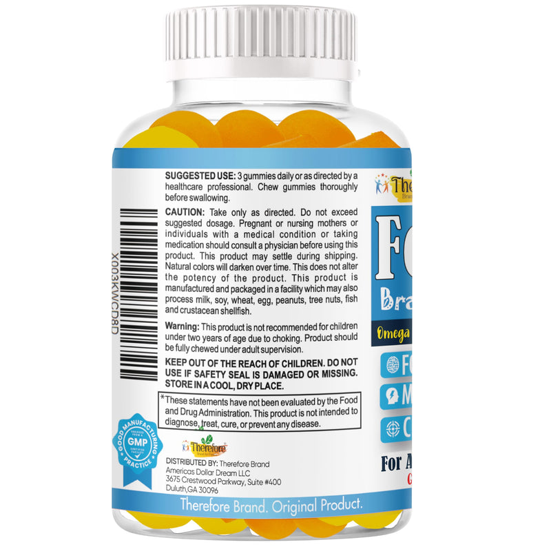 Focus Supplement for Kids & Teens, Focus Gummies for Teens, Omega 3 DHA for Memory, Concentration and Attention, Brain Supplements Children Focus Gummies, 60 Count