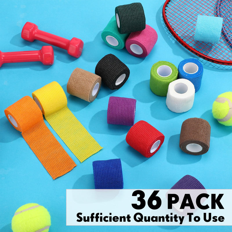 Treela 36 Pcs Self Adherent Bandage 2" X 5 Yard Wrap Breathable Cohesive Bandage Elastic Adhesive Tape for Stretch Athletic Sports Wrist Ankle(Colorful) Colorful - BeesActive Australia