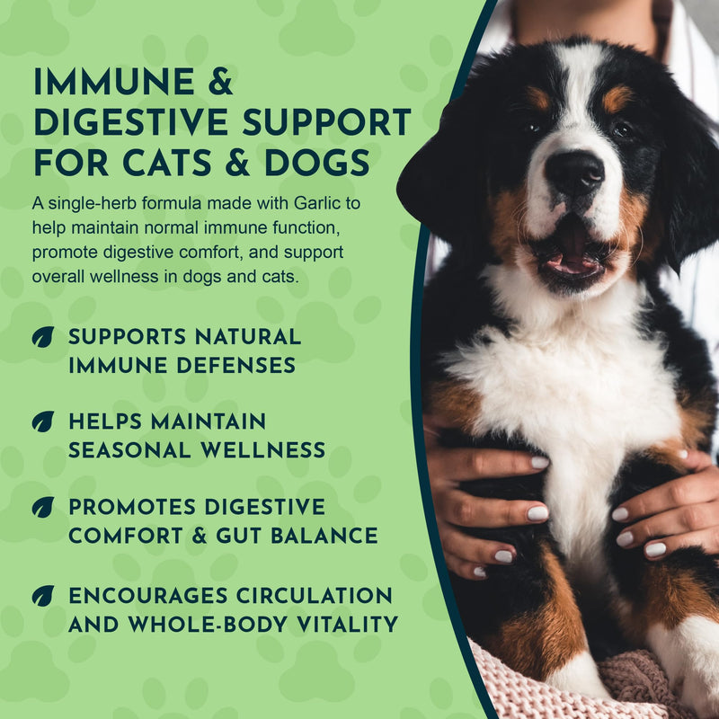 Animal Essentials Garlic Herbal Tonic for Dogs & Cats - Liquid Garlic Extract Supplement, All Natural, Provides Digestive & Immune Support, Antioxidant Protection for Pets - 1 fl oz 1 Fl Oz (Pack of 1)