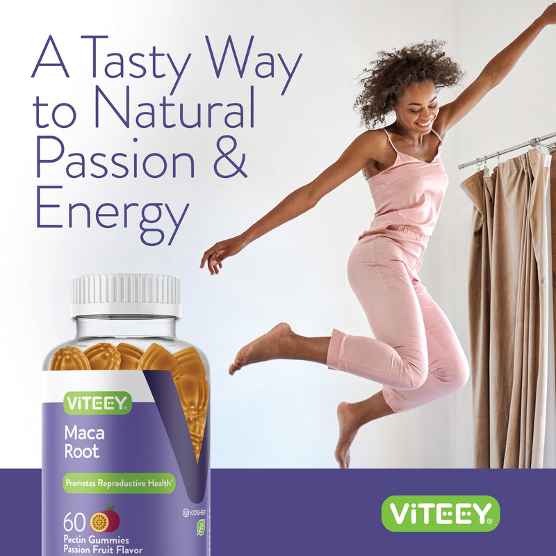 Viteey Black Maca Root Gummies | Drive, Passion & Energy Support - Black Maca Root for Men & Women - Vegan, Gluten Free - 120 Count 60 Count (Pack of 2)