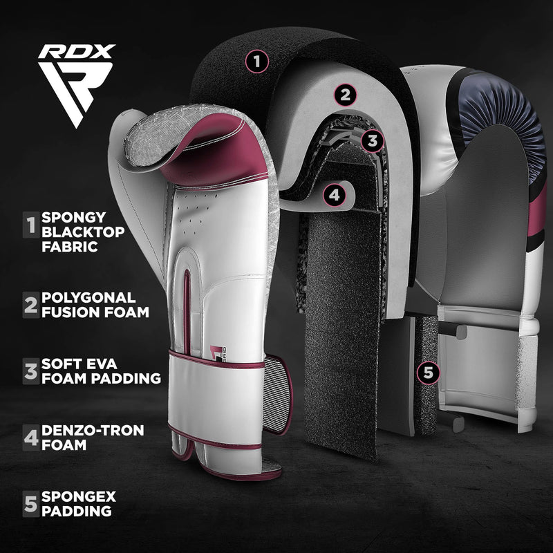 RDX Women Boxing Gloves for Training Muay Thai Maya Hide Leather Ladies Mitts for Fighting, Kickboxing, Sparring EGO Glove for Punch Bag, Focus Pads and Double End Ball Punching Pink 10oz - BeesActive Australia