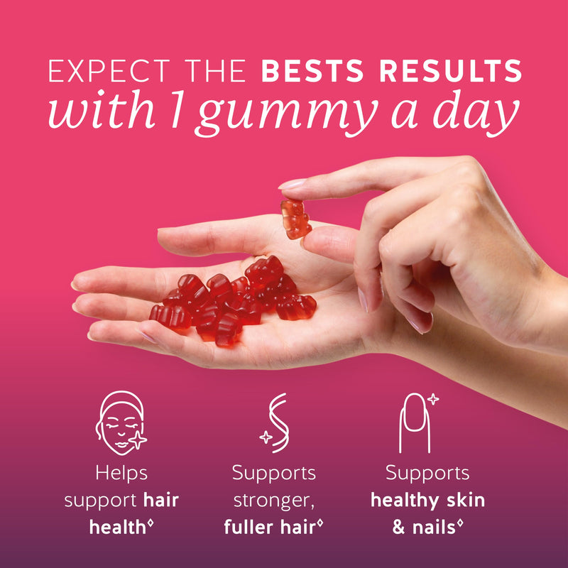 Bears with Benefits Biotin 5,000 mcg Hair Growth Gummies | Complete beauty formula with Vitamins C & E, Zinc and Iodine to support healthy hair, glowing skin and stronger nails. 60 Count (Pack of 1)