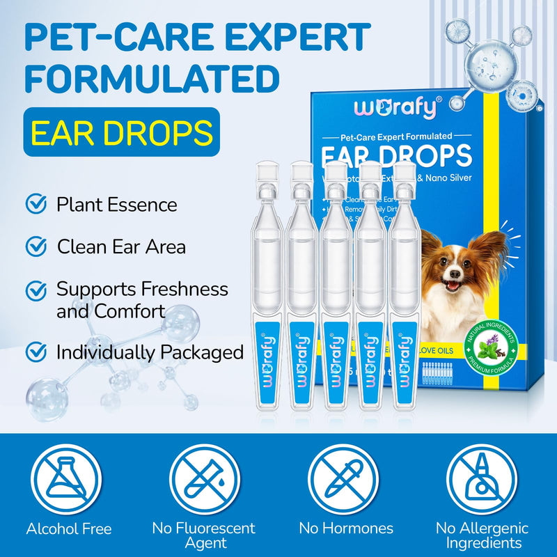 Ear Drops for Dogs & Cats, Natural Dog Ear Cleaner Solution with Botanical Extracts & Nano Silver, Cat Ear Drops for Daily Dirt, Irritation & Deodorize Ears – Vet Recommended 1.5ml x 10