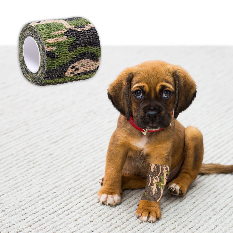 Eco-Fused Self-Adhering Bandage - Injury Wrap Tape for Pets, Dogs, Cats, Horses - Pack of 6 - Dog Bandages for Legs - Prevent Licking - Does not Stick to Hair - Elastic, Water Repellent, Breathable Real Camo for Pets