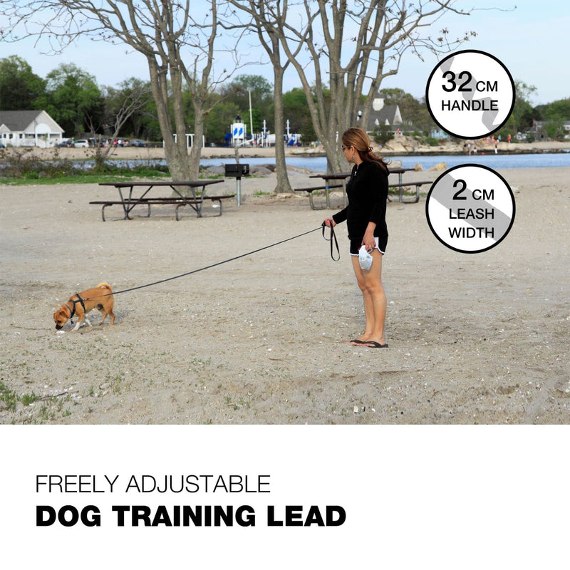 Dog Training Leash 15ft 20ft 30ft 50ft 100 feet - Extra Long Leash for Dogs with Padded Handle for Small Medium & Large Puppy Breed, Outdoor obedience, Agility Nylon Recall line Lead Black - BeesActive Australia