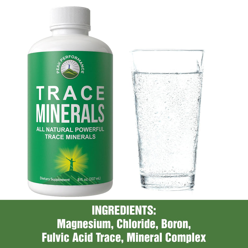 Peak Performance Ultra High Purity Trace Minerals Liquid Drops for Water | Ionic Plant Based Fulvic Trace Mineral Supplement + Magnesium. Replenishes Natural Minerals, Electrolytes + Optimal pH Levels