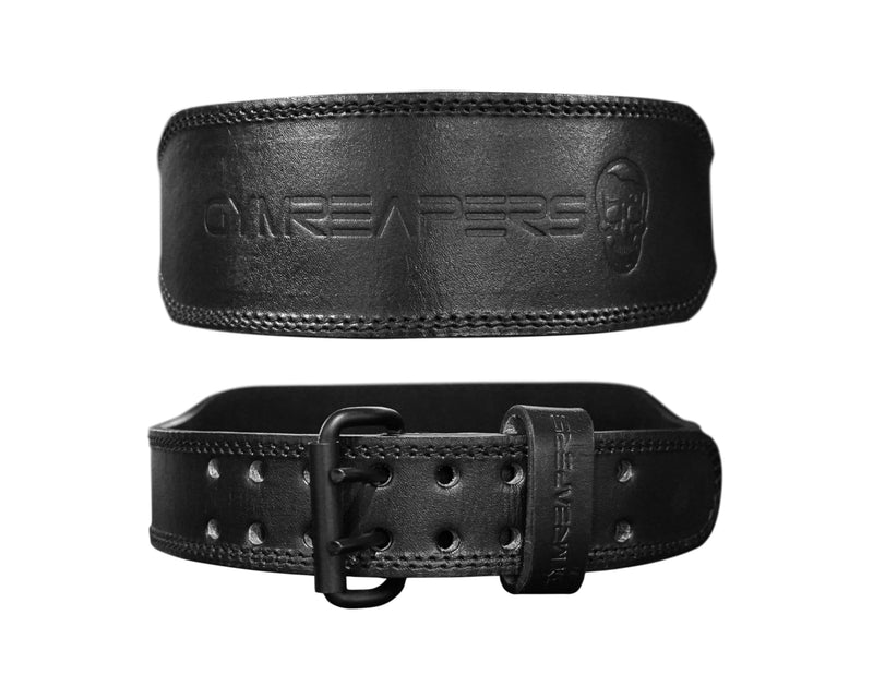 Gymreapers Weight Lifting Belt - 7MM Heavy Duty Pro Leather Belt with Adjustable Buckle - Stabilizing Lower Back Support 4 Inches Wide For Weightlifting, Bodybuilding, Cross Training Black Medium - BeesActive Australia