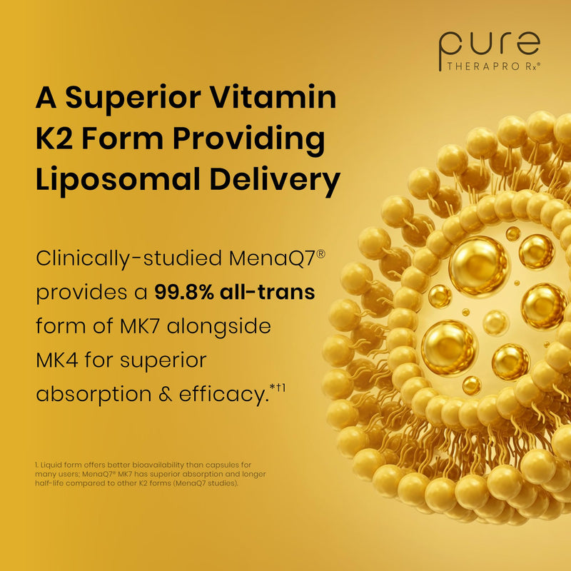 Pure Therapro Rx Vegan D3 + K2, Bone & Heart Health, 5000 IU, 180 Servings | 100% Organic Liposomal, Maximum Absorption, Includes MK4 & MK7 Vitamin K2, For Men & Women, Made in USA 0.68 Fl Oz (Pack of 1)