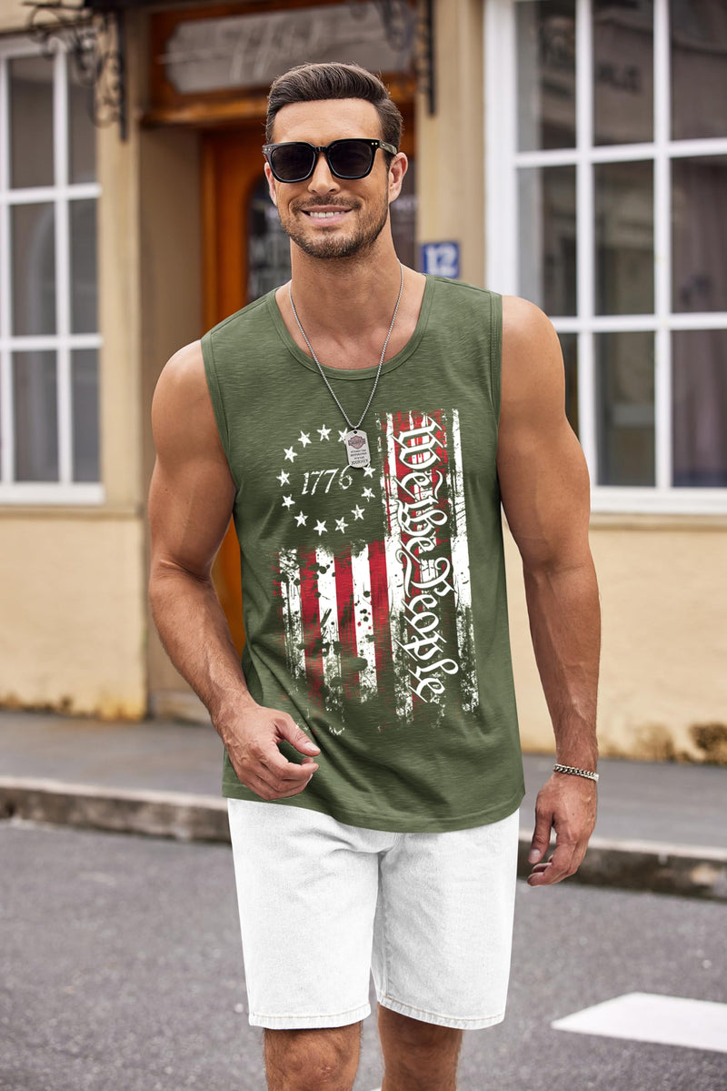 COOFANDY Men's Workout Tank Top 2 Pack Casual Soft Sleeveless Gym Muscle Shirts Bodybuilding Tee Usa Flag 2 Large - BeesActive Australia