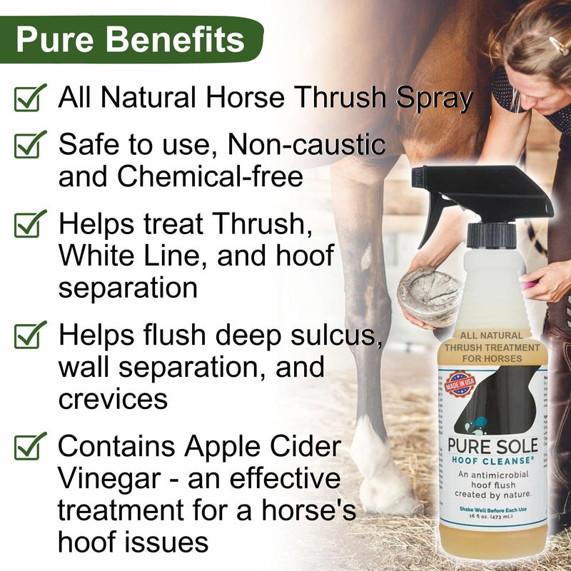 Pure Sole Severe Thrush Treatment for Horses - Hoof Cleanse (16 oz.) and Thrush Dust Powder (2 oz.) Bundle
