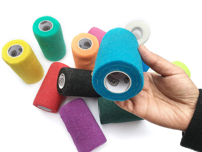 Vet Wrap Bulk Bandage Tape (4 Inch 12 Color Pack), Water Resistant Self Adherent Cohesive Rolls 4 Inch Multi - BeesActive Australia