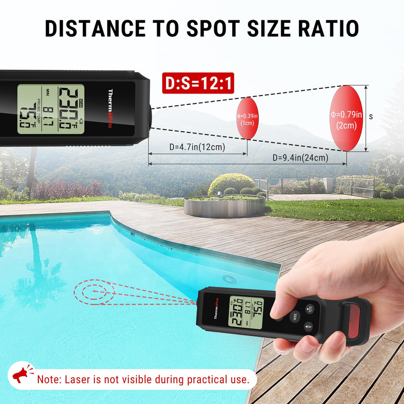ThermoPro 2-in-1 Instant Read Thermometer for Cooking, Infrared Thermometer Cooking Thermometer with Meat Probe, Non-Contact Laser Meat Thermometer for Griddle Grill Pizza Oven HVAC Pool, Black - BeesActive Australia