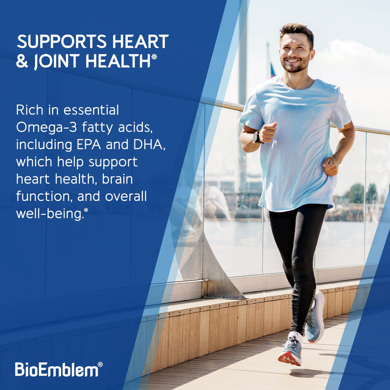 BioEmblem Omega-3 Fish Oil 2000mg Per Serving with Vitamin D3-240 Ct | Small Size Softgels, 1400mg Omega-3, 800mg EPA & 600mg DHA, High Absorption For Heart, Brain - Sustainably Sourced, Non-GMO 240 Count (Pack of 1)