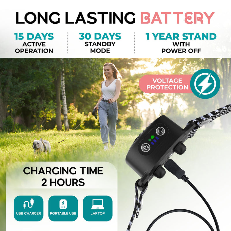 Bark Collar for Small/Medium Dogs, No Shock Anti Bark Collar, Rechargeable Anti Barking Collar w/2 Vibration & Beep Modes, Waterproof Shockless Smart Dog Stop Barking Control Device (Black) Black - BeesActive Australia