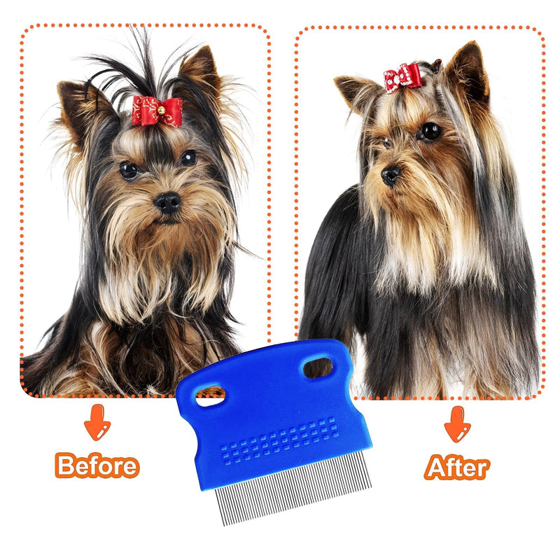 5 Pcs Pet Grooming Kit, Metal Comb For Dogs,Cat Grooming Comb,Tear Stain Removal Comb,Flea Comb For Dogs And Cats Pet Lice Comb,Shedding Comb,Dematting Tool For Small, Medium & Large Pets Blue - BeesActive Australia