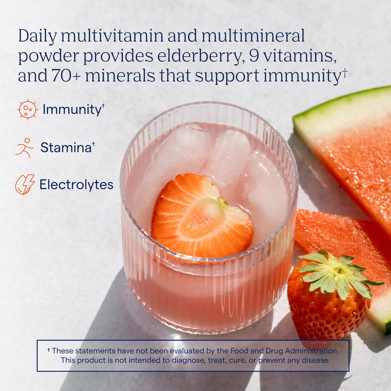 Trace Minerals Power Pak Energy Drink Mix, Tropical Watermelon, 30 Ct | 1,200 mg vitamin C with zinc and magnesium. Promotes immunity, energy, and hydration. No artificial dyes. Stick Packs