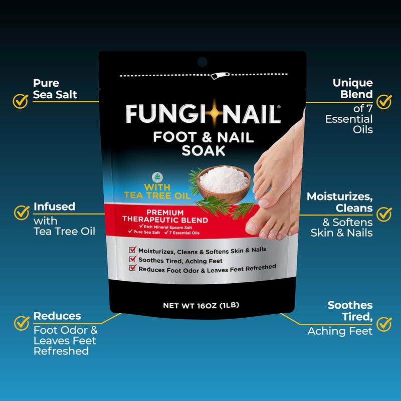 Fungi-Nail Foot & Nail Soak with Tea Tree Oil - Moisturize, Reduce Foot Odor, & Soothe Aching Feet - A Therapeutic Blend of Rich Mineral Epsom Salt, Pure Sea Salt, and 7 Essential Oils - 1 Pound - BeesActive Australia
