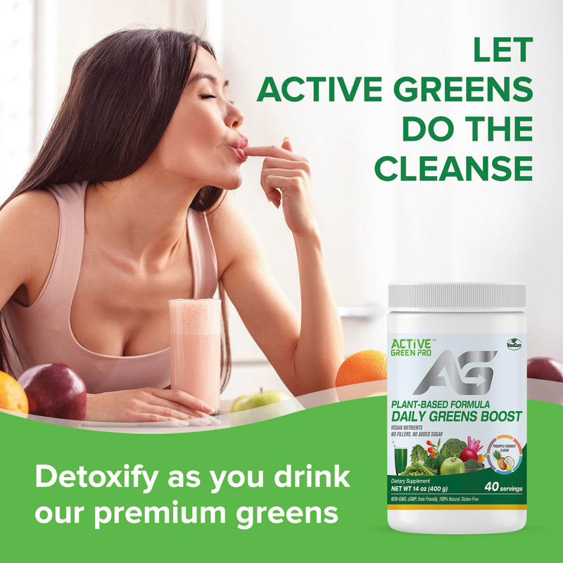 Daily Green Boost - Greens Powder – 14 Different Green Superfoods in Each Serving - Full of Essential Antioxidants, Fiber, Vitamins and Minerals – Everyday Health and Detox Pineapple-Coconut - BeesActive Australia
