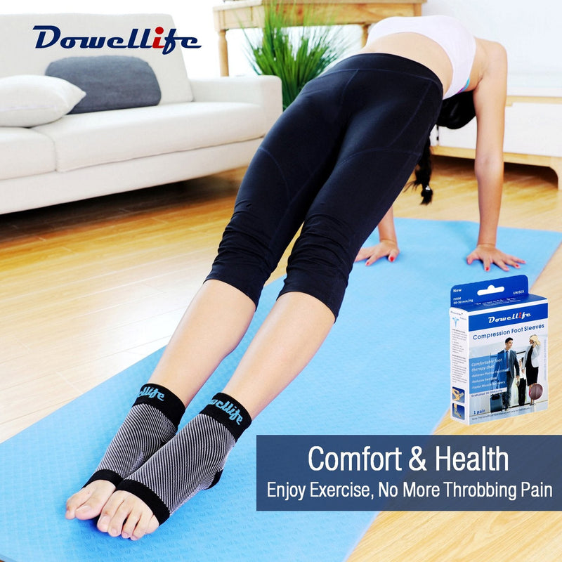 Dowellife Plantar Fasciitis Socks, Ankle Brace Compression Support Sleeves & Arch Support, Foot Compression Sleeves, Ease Swelling, Achilles Tendonitis, Heel Spurs for Men & Women (Black XL) Black X-Large