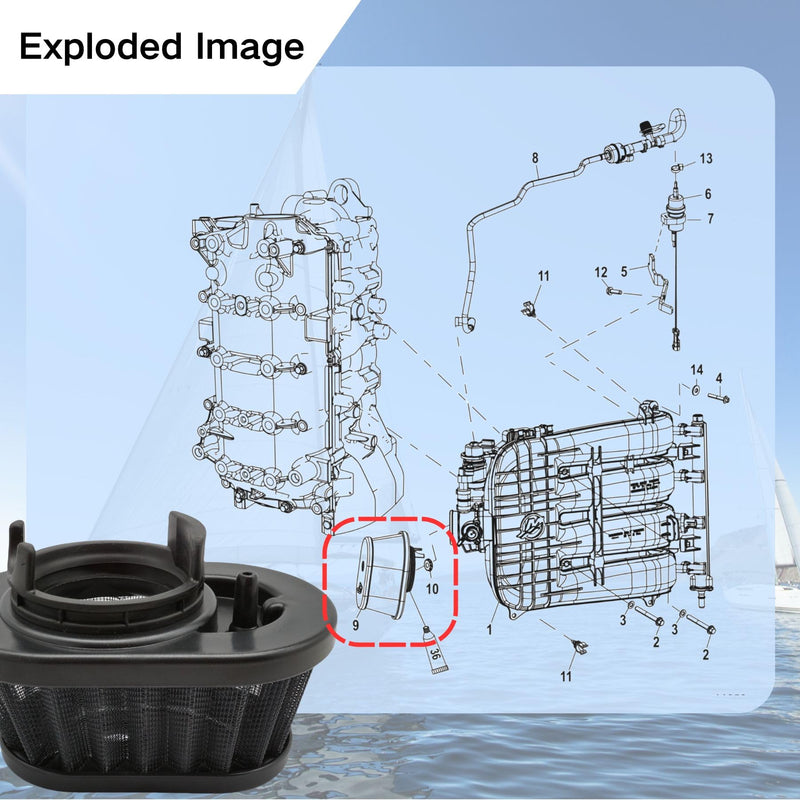 Boat Marine 8M0082911 Air Filter for Mercury Mariner 4 Stroke 75 80 90 100 115 HP EFI Outboard Engine Replacement 897575T02 897575T01 - BeesActive Australia