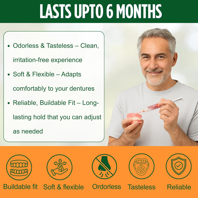 E&E Fast Set Pro Denture Soft Reline Kit for Upper and Lower Dentures