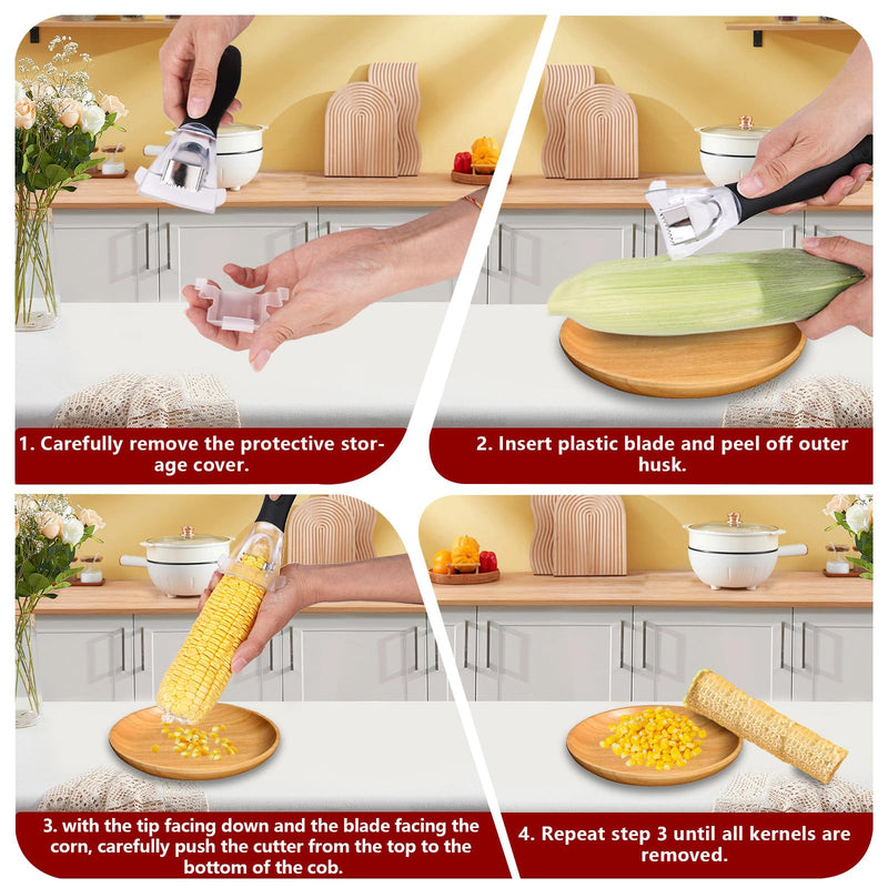 Corn Peeler, Corn Cob Stripper with Ergonomic Handle, Corn on the Cob Remover Corn Kernel Cutter #1114 Stainless Steel - BeesActive Australia