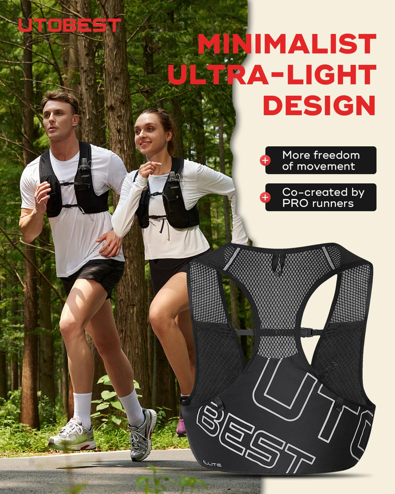 Running Vest for Women Men, Ultra-Light Minimalist Hydration Vest, Breathable Reflective Running Gear for Trail Hiking Jogging Vest Only SM (30-34 inch)