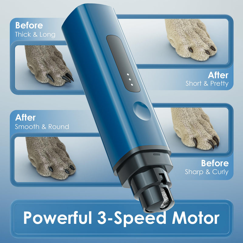 Dog Nail Grinder Professional 3-Speed Electric & IP67 Waterproof Upgraded,Smoothing for Small Medium Large Dogs & Cats Pet Nail Trimmer Painless Paws Grooming - BeesActive Australia