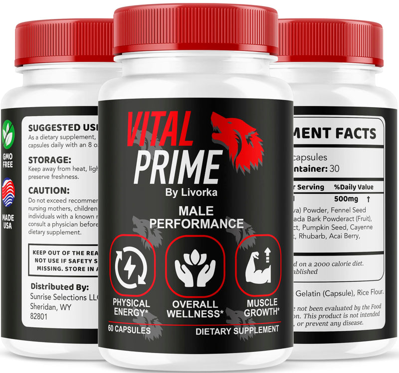 Vital Prime for Men, Advanced Formula, Dietary Supplement Support Capsules for 2 Months, Pack of 2
