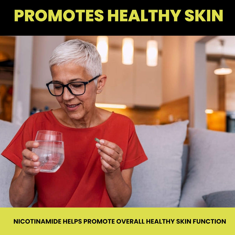 Nicotinamide Non-Flushing Vitamin B3 and D3 Supplement | Vegetarian and Gluten-Free Oral Nicotinamide Supplement with Vegetable Cellulose Casings | Promotes Healthy Skin | 60 Capsules | 500mg | Vegetarian, Gluten-Free, Vegetable Cellulose Casings, Prom...