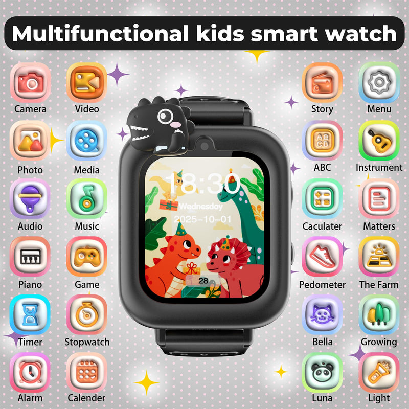 Smart Watch for Kids, Kids Smart Watch Boys, Preschool Toddler Boy Toys Birthday Gift for Boy 3 4 5 6 7 8 9 10 11 12 Years Old Black