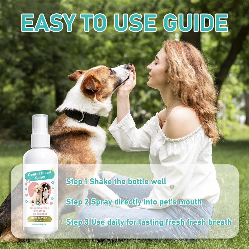 Pet Oral Tartar Remover Spray - Dog Breath Freshener and Teeth Cleaning Solution,No-Brush Plaque & Tartar Remover, Supports Daily Denta Hygiene, Easy Spray Use, 100ml