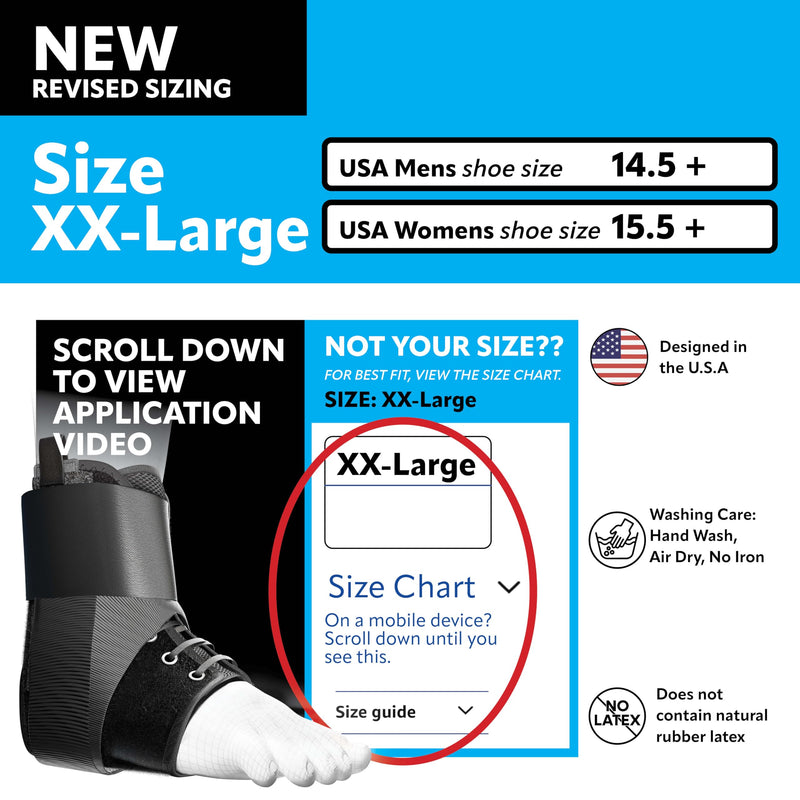 SportLock EZ8, Lace Up Ankle Brace for Women and Men, Ankle Support, Removeable Side Stablizers, Foot Brace, For Sprained or Injured Ankle and More, Ankle Brace for Sports, 2X