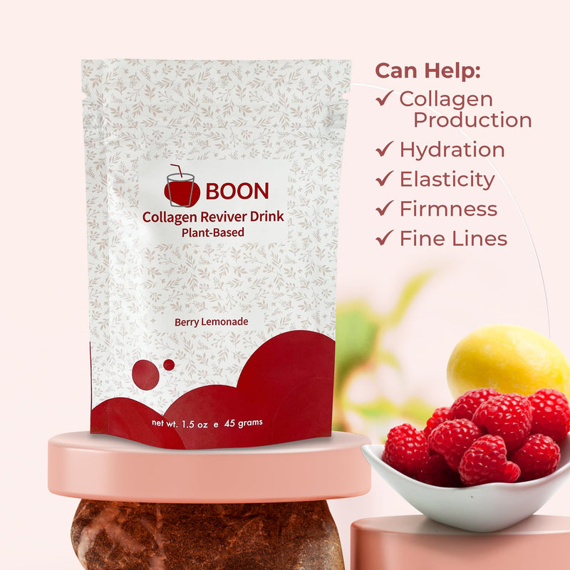 Boon Collagen Reviver Drink – Plant-Based Collagen Booster for Beautiful & Radiant Skin – Organic, Vegan Collagen Powder – Berry Lemonade Flavor, 15 Servings