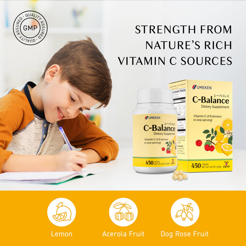 Umeken C-Balance Chewable Vitamin C Supplement, High Potency Immune Support for Adults & Kids, Acerola & Lemon Chewables, 136g (Pack of 1), 3 Months Supply 4.8 Ounce (Pack of 1)